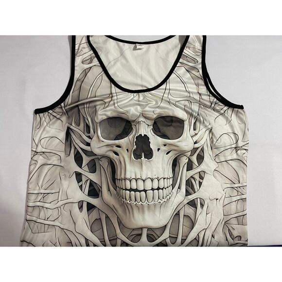 Women’s Skull Print Sleeveless Tank Top Size 1XL Front & Back Graphic Black - Picture 5 of 8